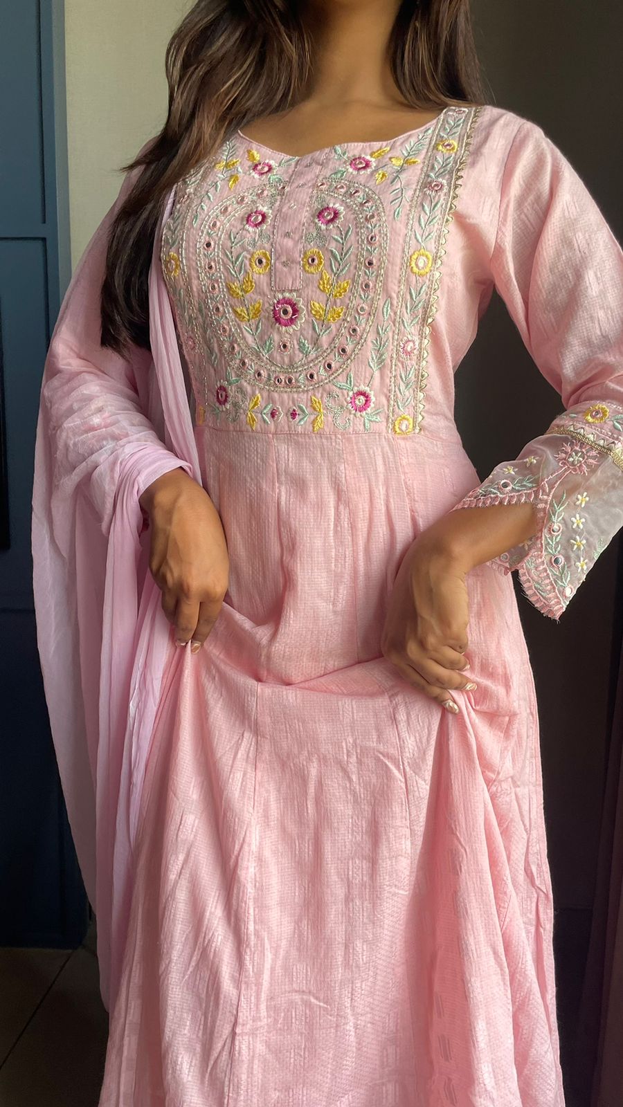 Pretty Blush Pink Anarkali Suit Set