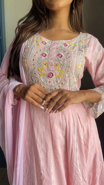 Pretty Blush Pink Anarkali Suit Set