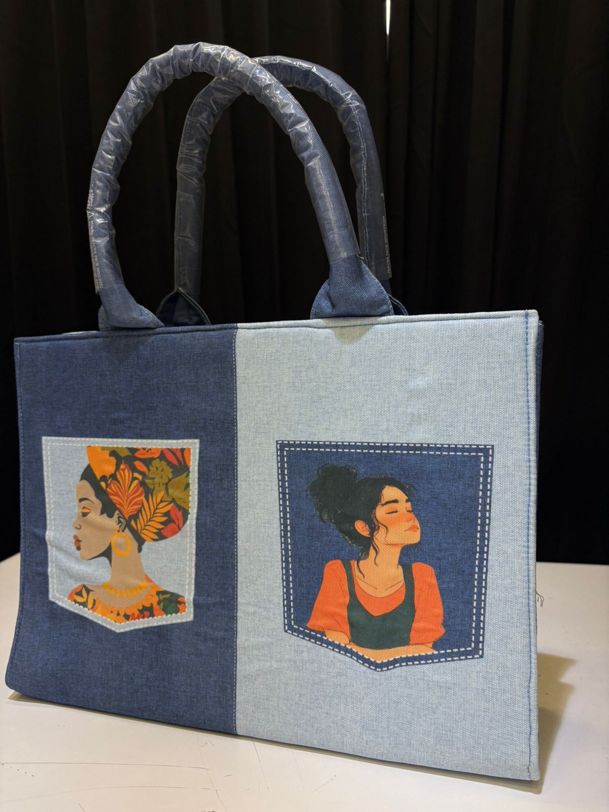 Stunning Figure Print Denim Tote Bag