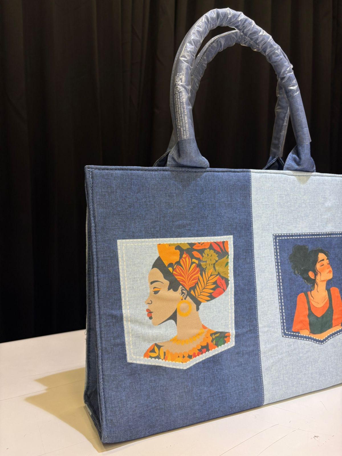 Stunning Figure Print Denim Tote Bag