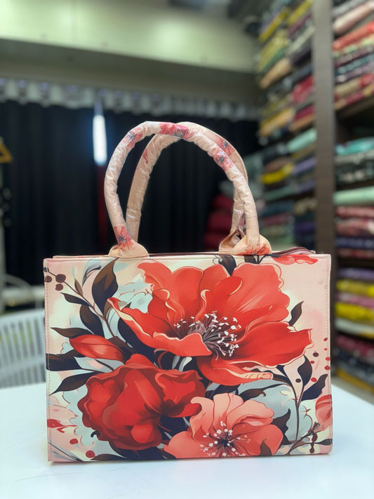 Rust Orange Floral print Customised Tote Bag