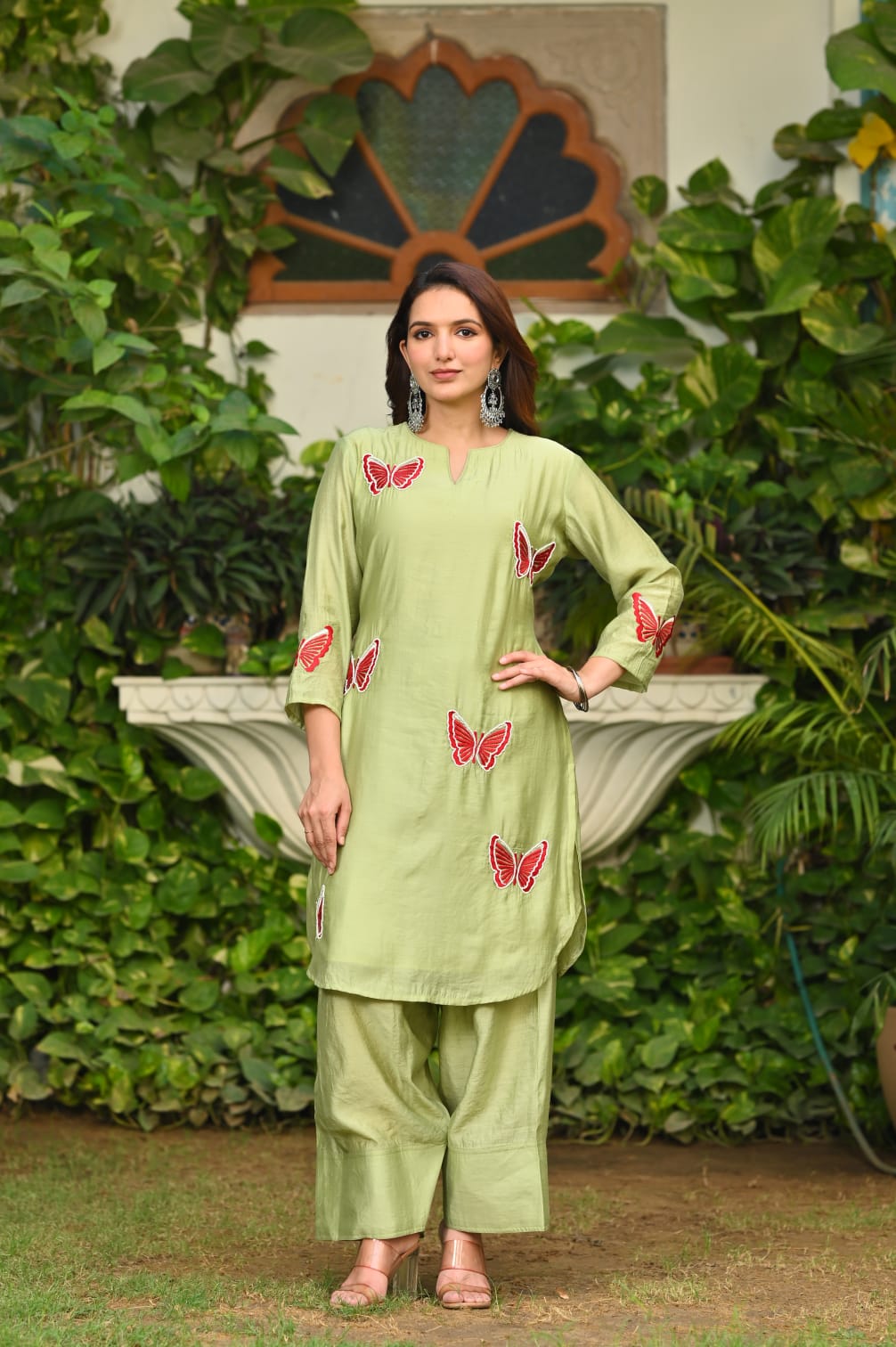 🦋 Mint Green Butterfly Embroidered Co-ord Set
