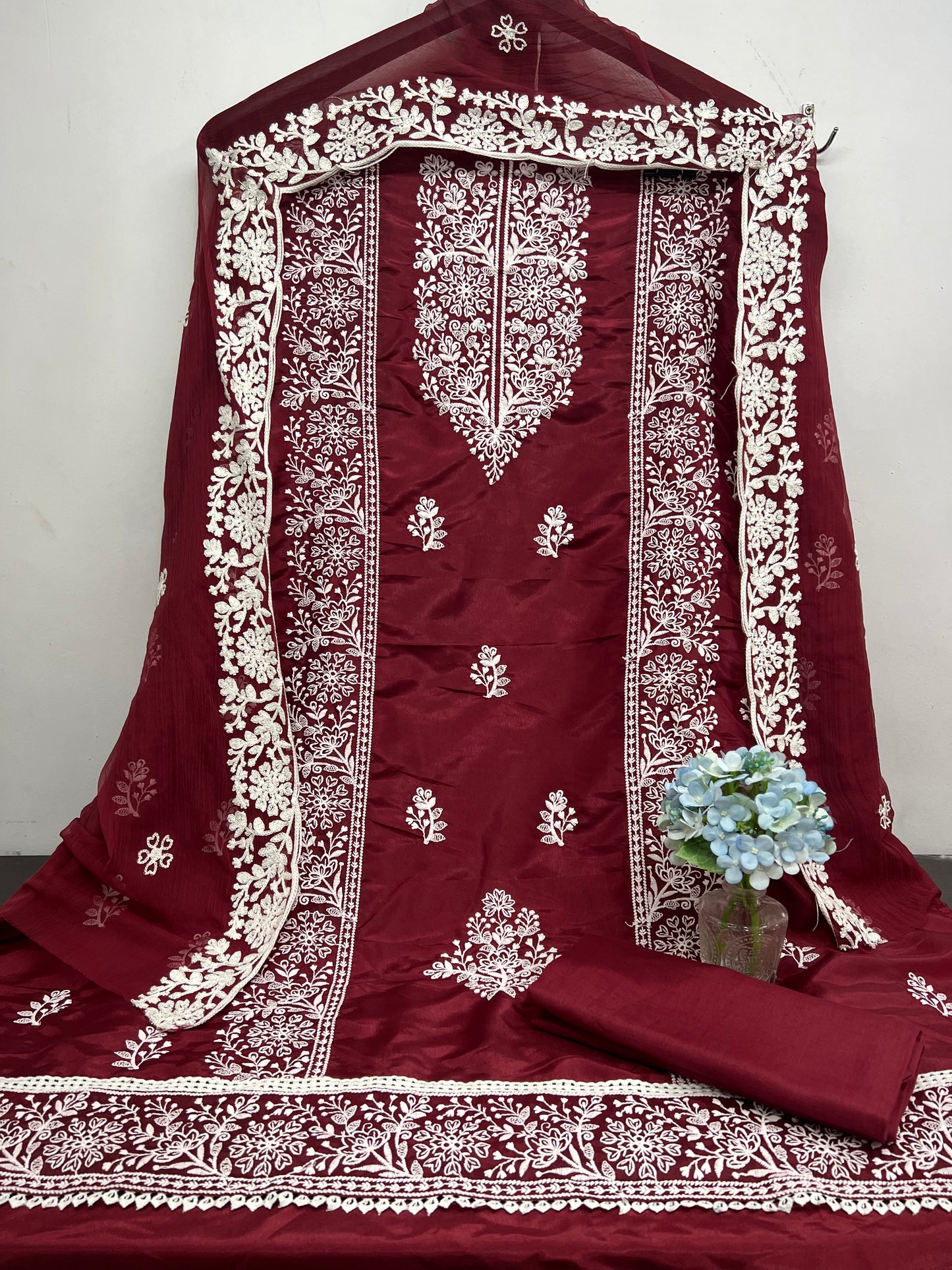 Mahi Maroon Unstitched Salwar Suit Material