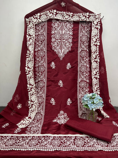 Mahi Maroon Unstitched Salwar Suit Material