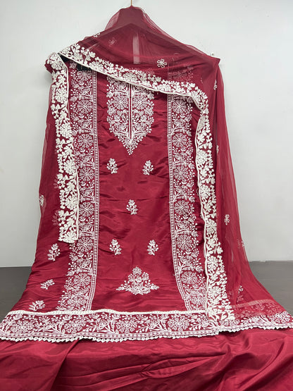 Mahi Maroon Unstitched Salwar Suit Material