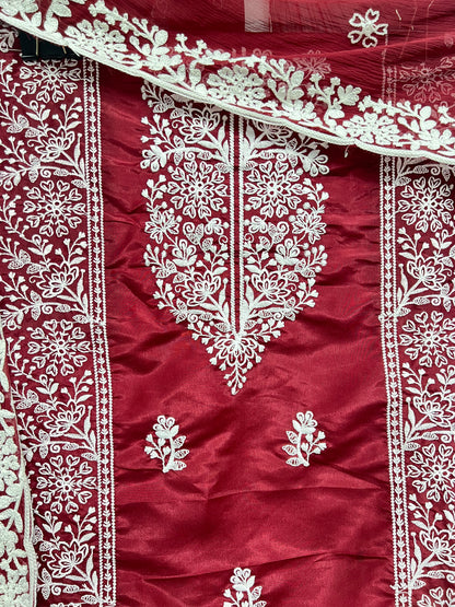 Mahi Maroon Unstitched Salwar Suit Material
