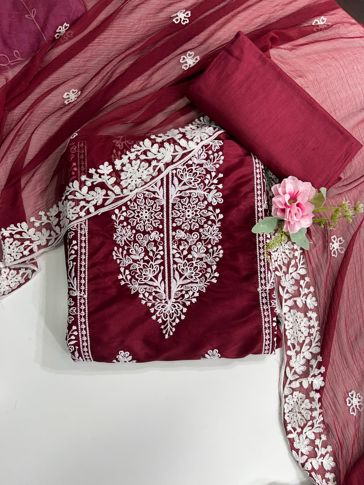 Mahi Maroon Unstitched Salwar Suit Material
