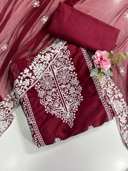 Mahi Maroon Unstitched Salwar Suit Material