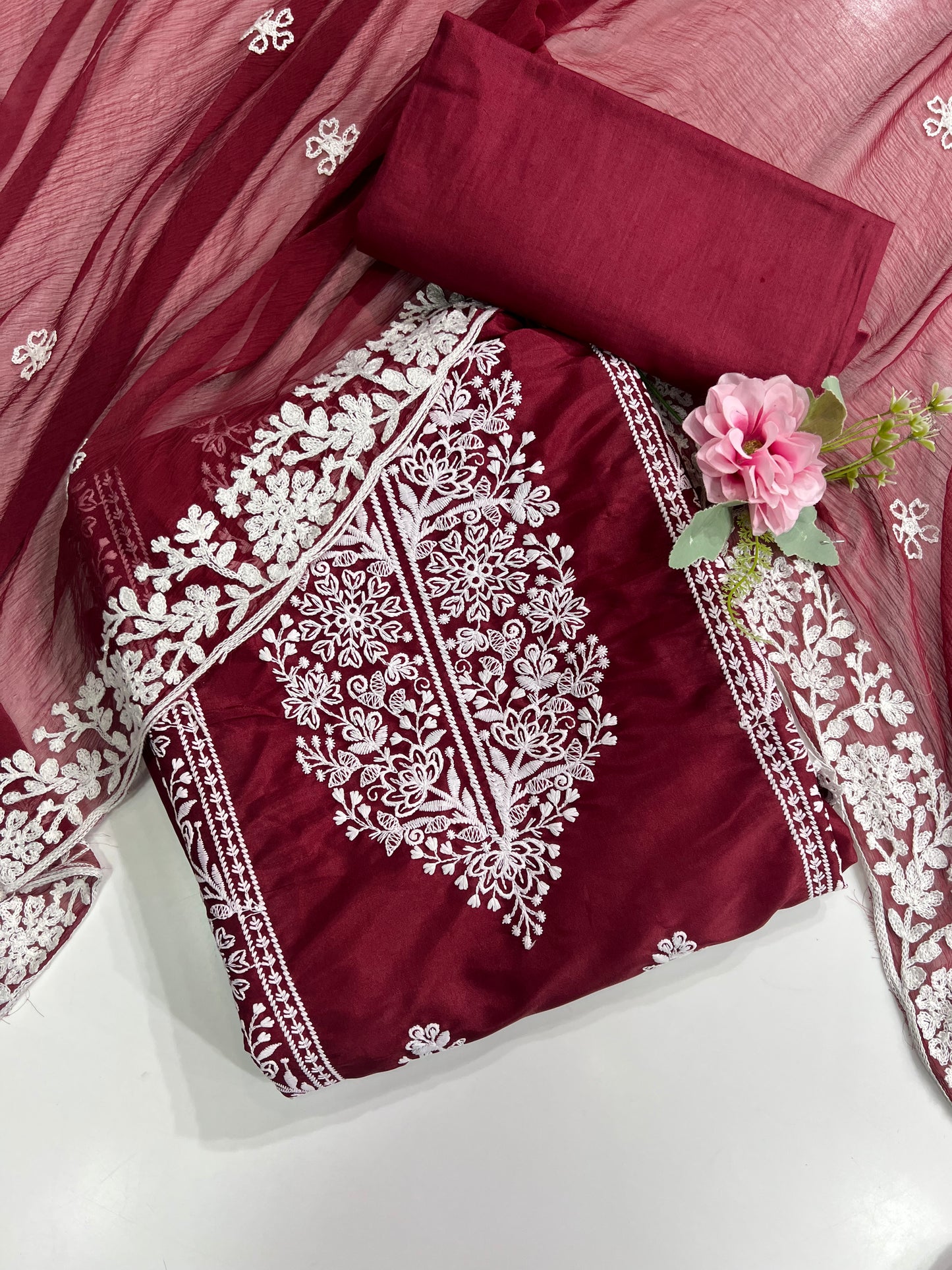 Mahi Maroon Unstitched Salwar Suit Material