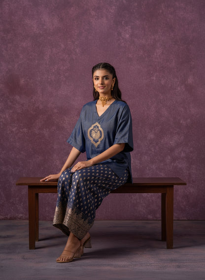 🦚 Indigo Elegance Co-Ord Set – Luxe Ethnic Charm
