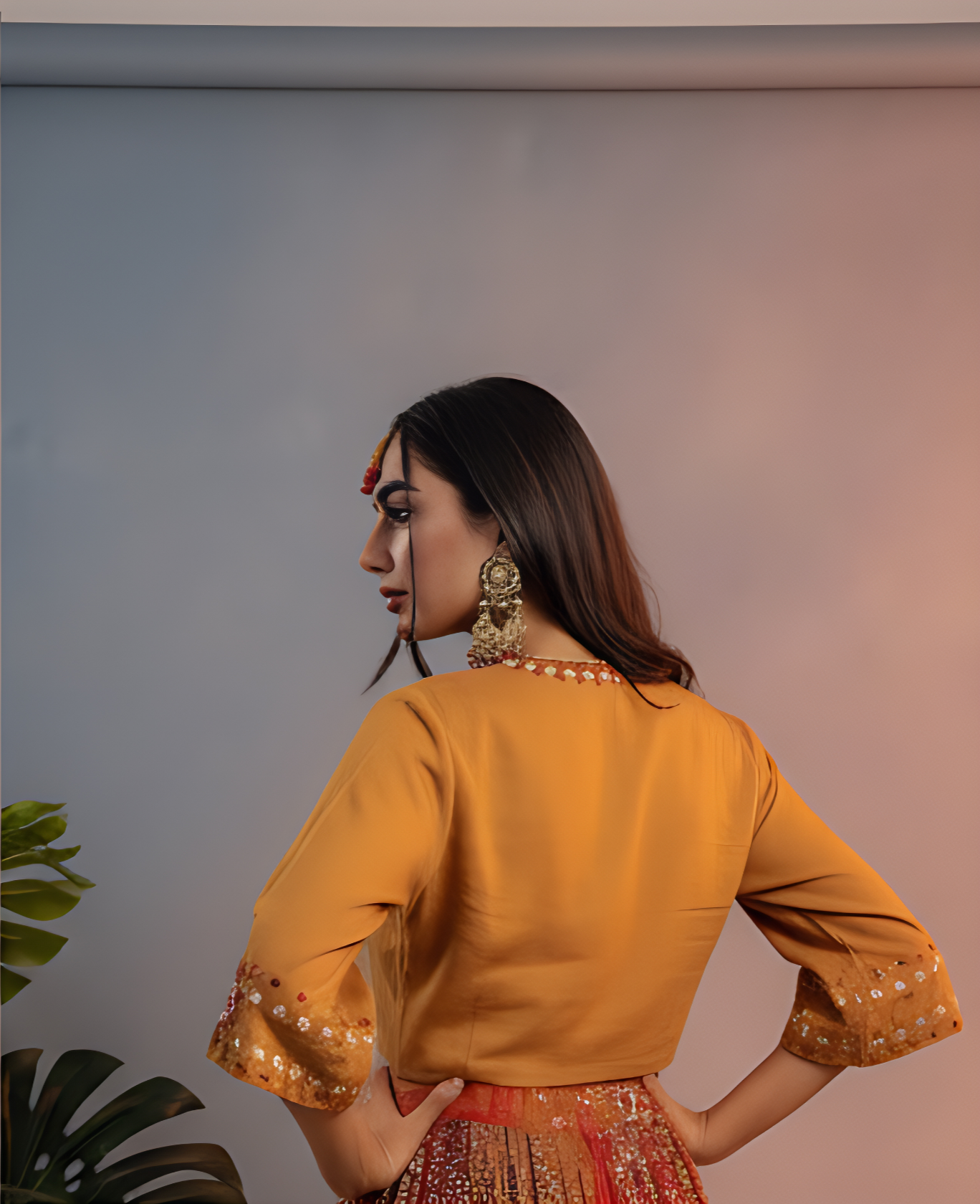🔥 Boho Royalty Mustard & Red Lehenga Set – Spin, Sparkle & Slay