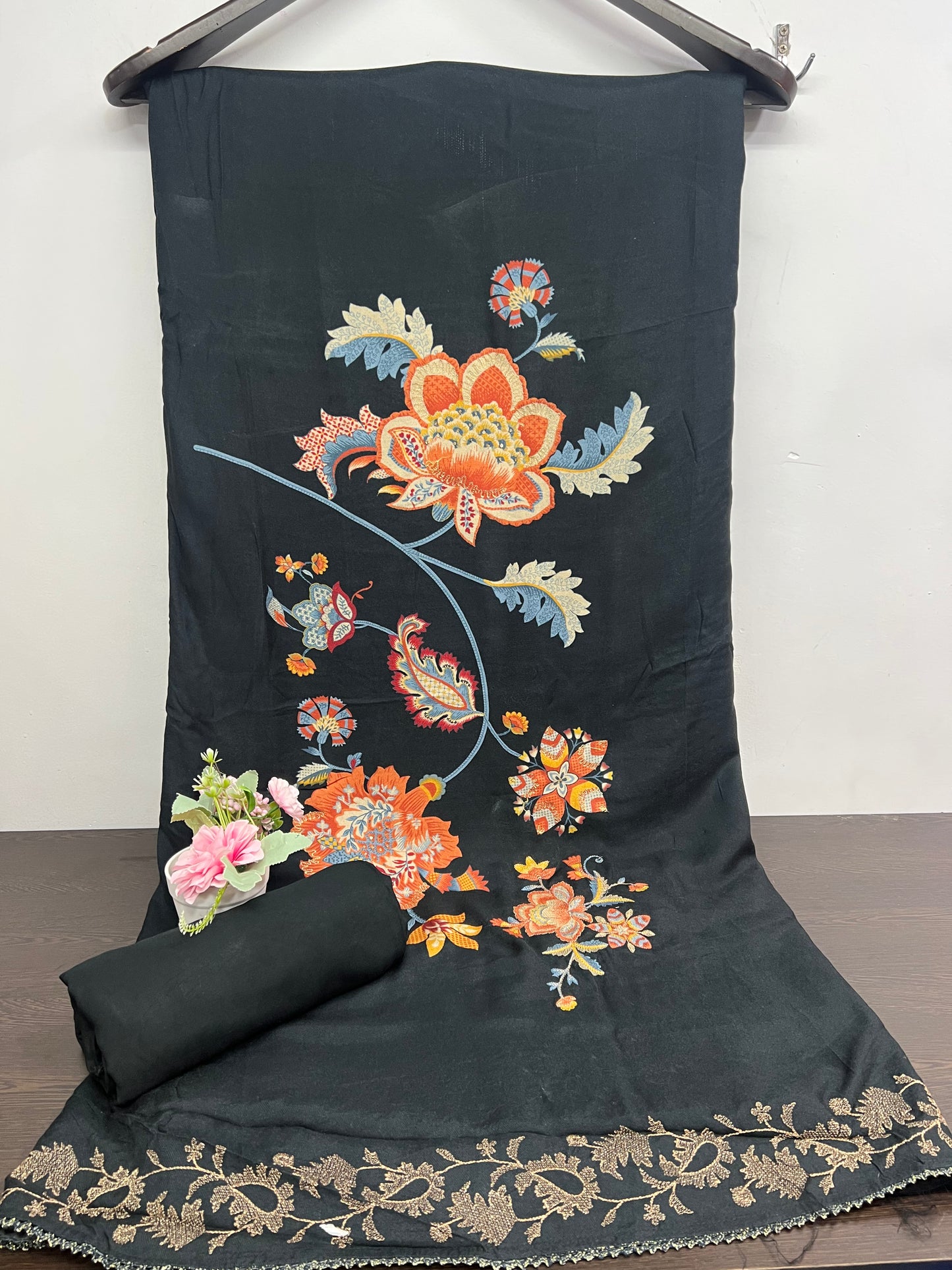 Kamini Embroidered and Printed Work Unstitched Salwar Suit Material