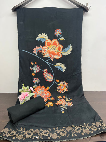 Kamini Embroidered and Printed Work Unstitched Salwar Suit Material