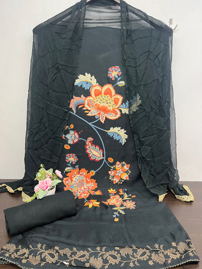 Kamini Embroidered and Printed Work Unstitched Salwar Suit Material