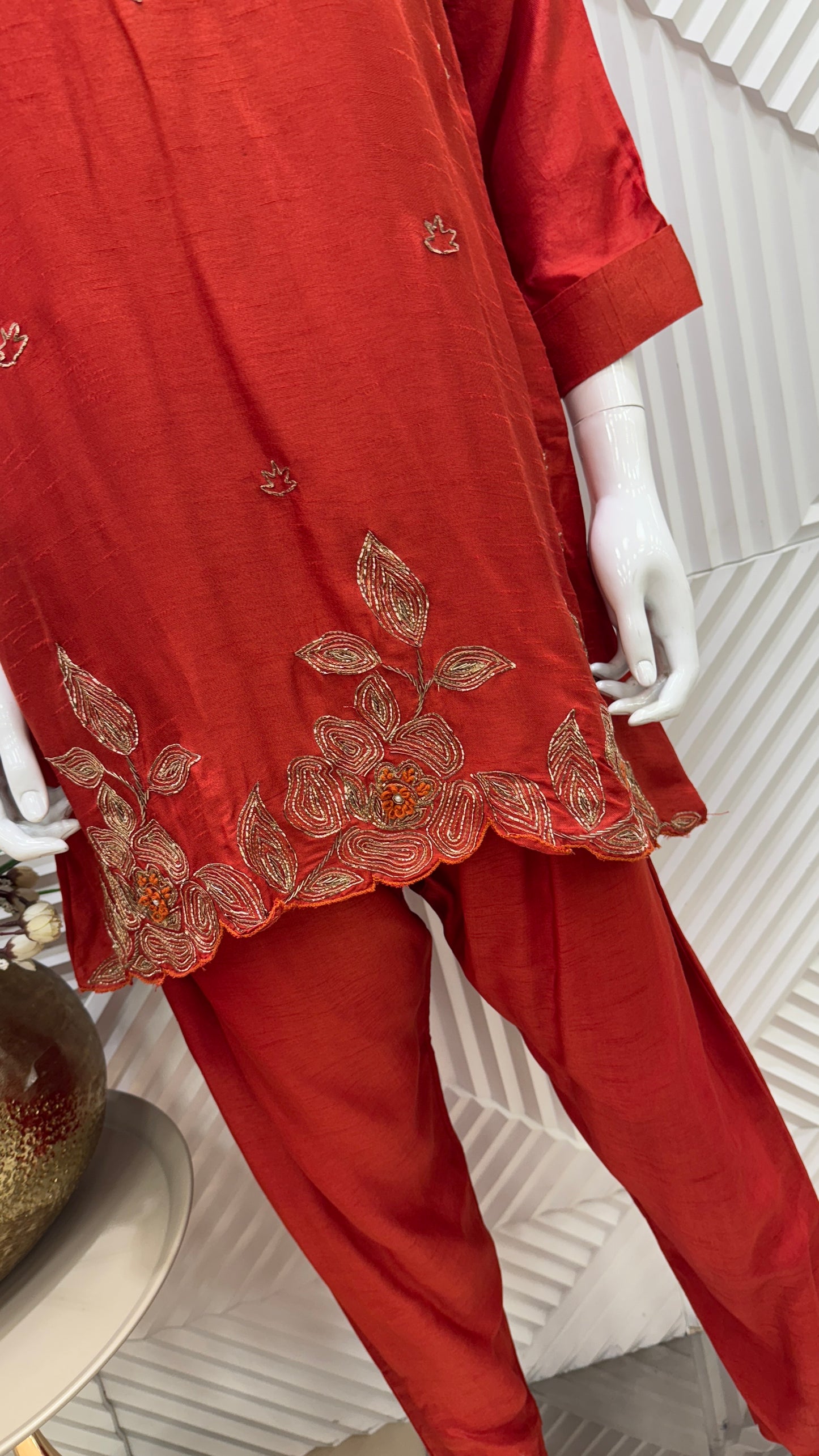 ✨ Elegant Maroon Kurti Pant Set | Embroidered Detailing | Festive & Casual Wea