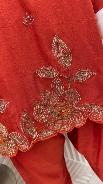 ✨ Elegant Maroon Kurti Pant Set | Embroidered Detailing | Festive & Casual Wea