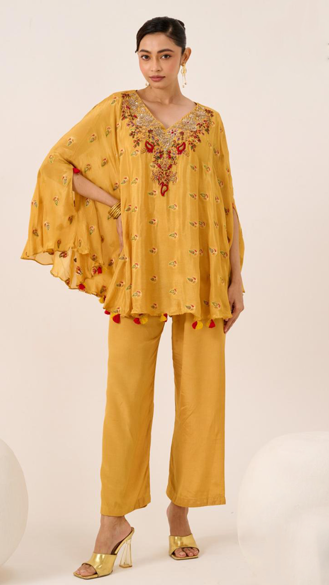 Mustard Yellow Kaftan Style Indo-Western