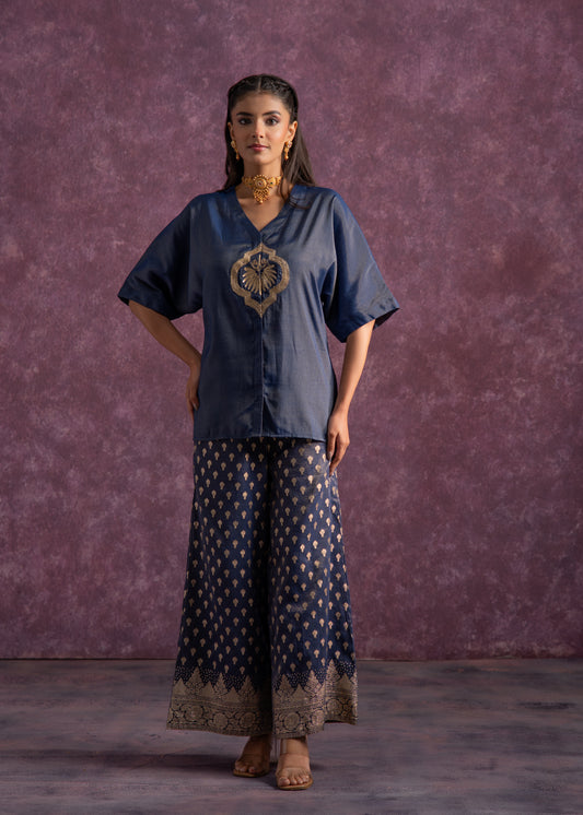 🦚 Indigo Elegance Co-Ord Set – Luxe Ethnic Charm