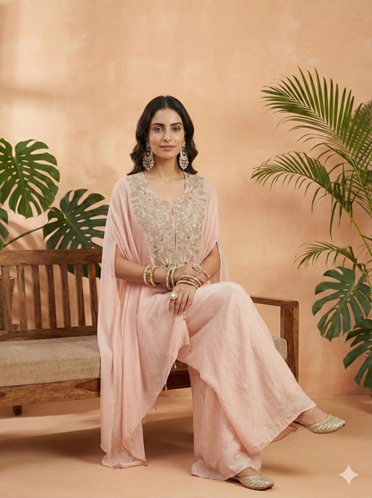Tabu Peach Work Golden Indo Western