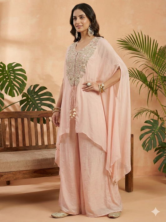 Tabu Peach Work Golden Indo Western
