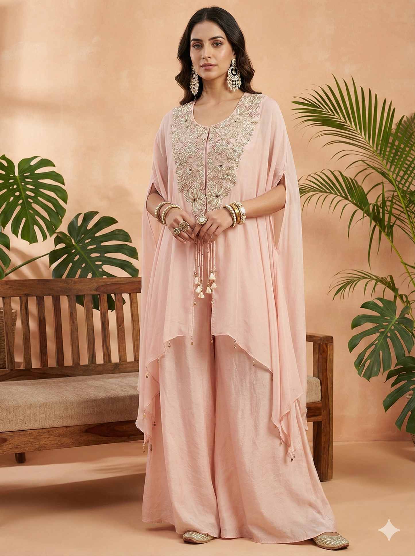 Tabu Peach Work Golden Indo Western