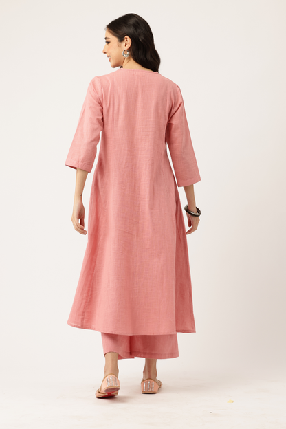 🌸 Rose Grace Embroidered Co-Ord Set – Timeless Elegance in Pink 🌸