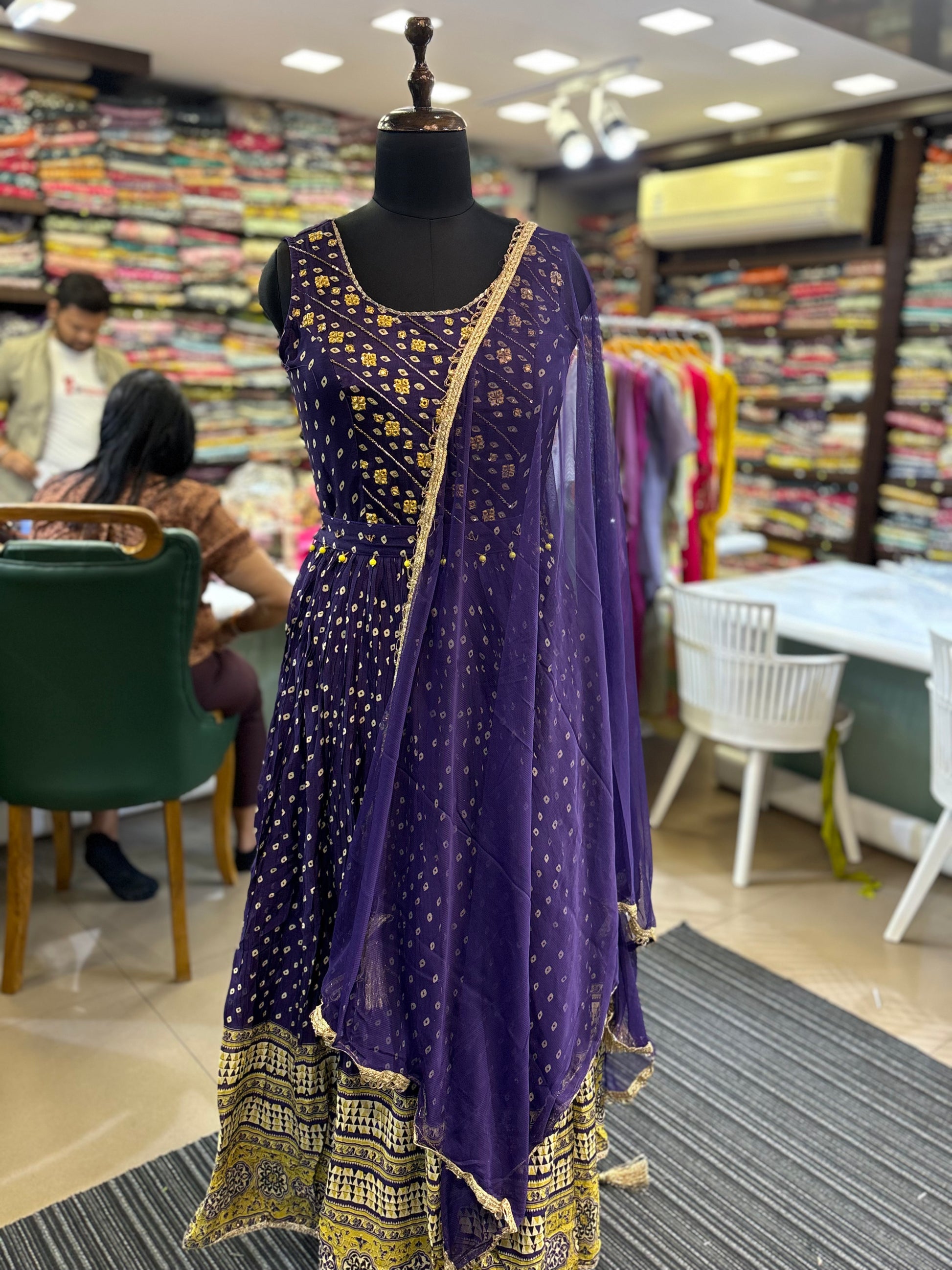 Pure zari work gown for wedding