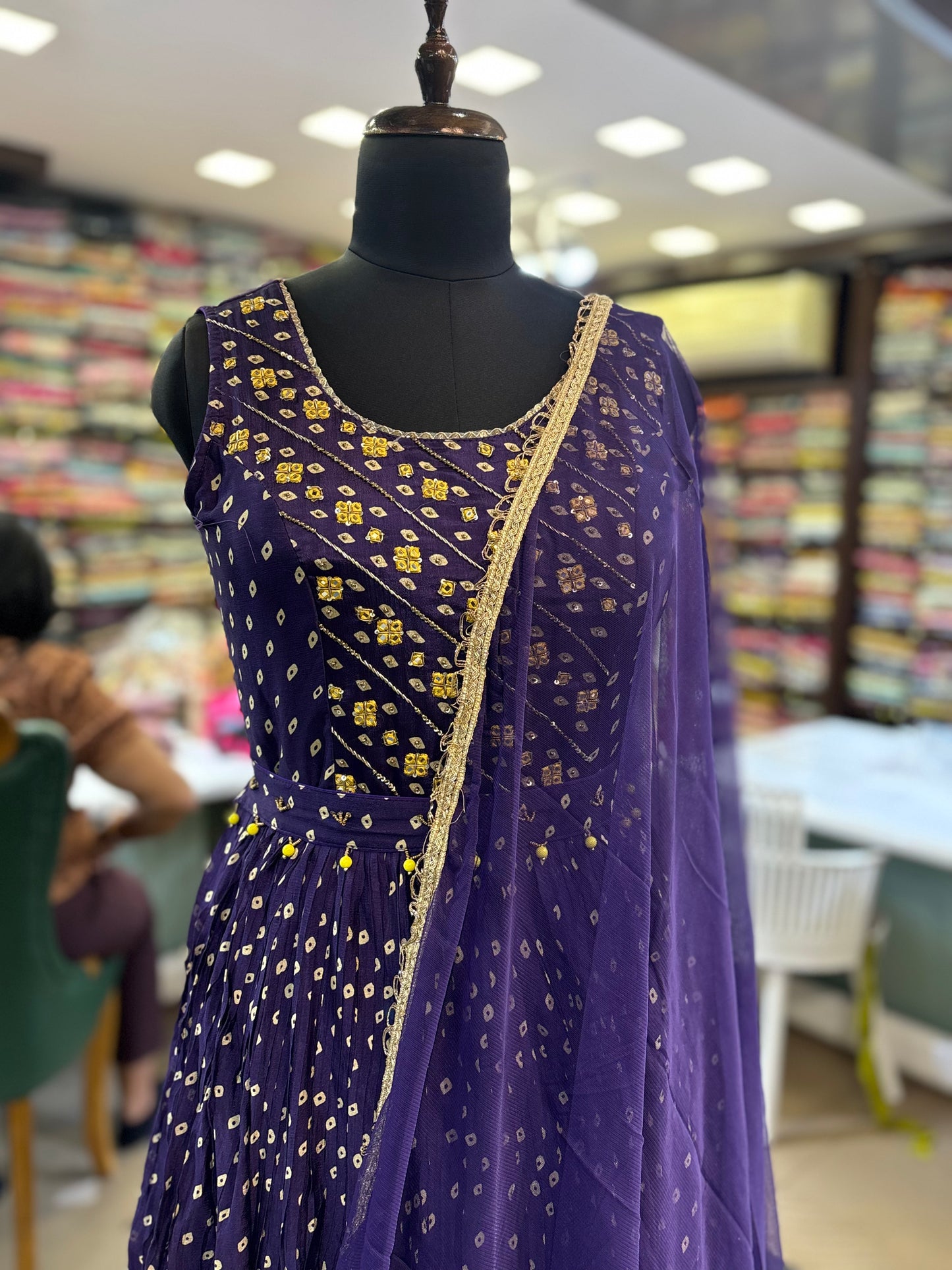Purple Color Pure Zari Work Gown For Weddin