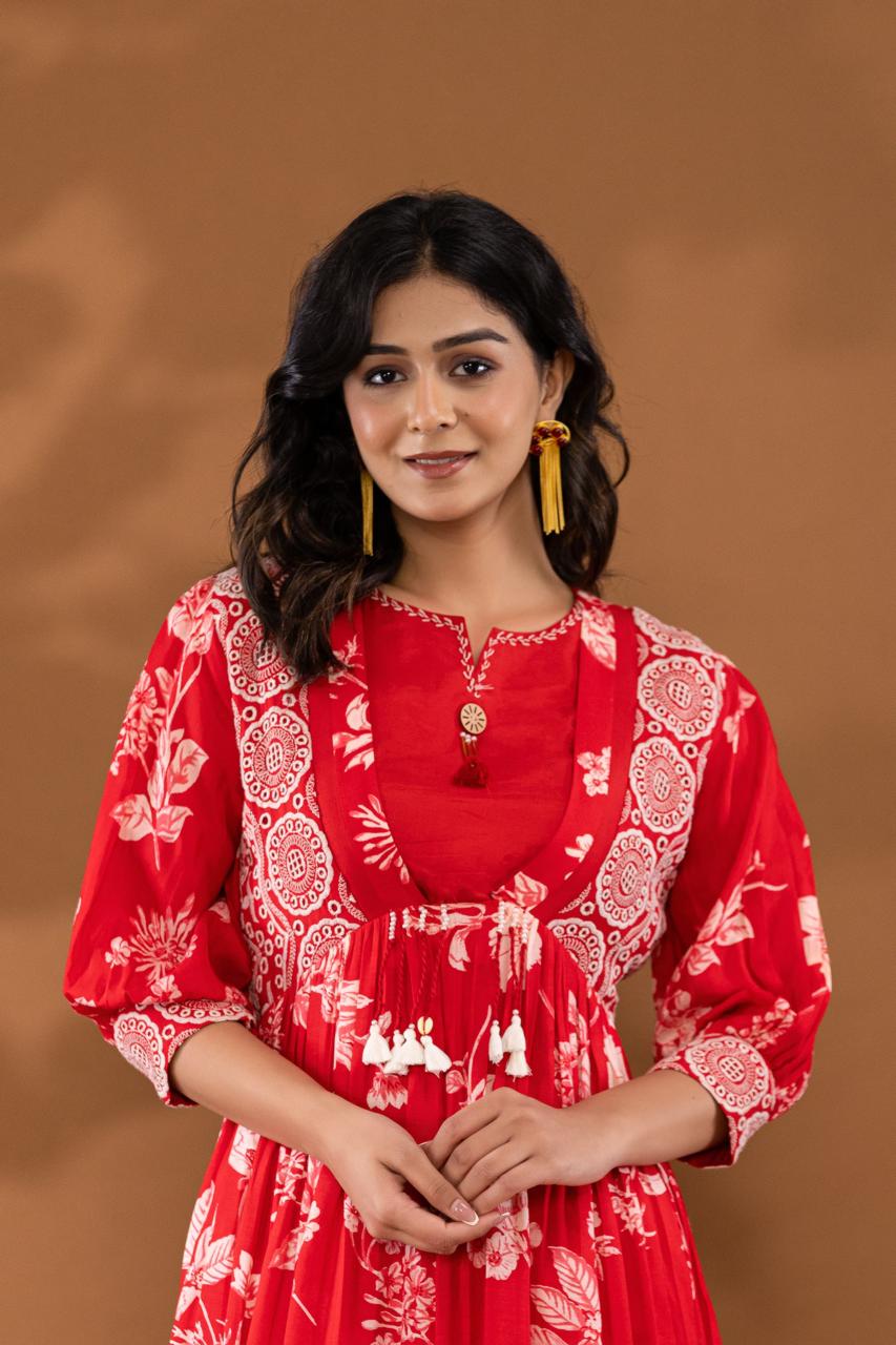 Red Designer Indo-Western Set 