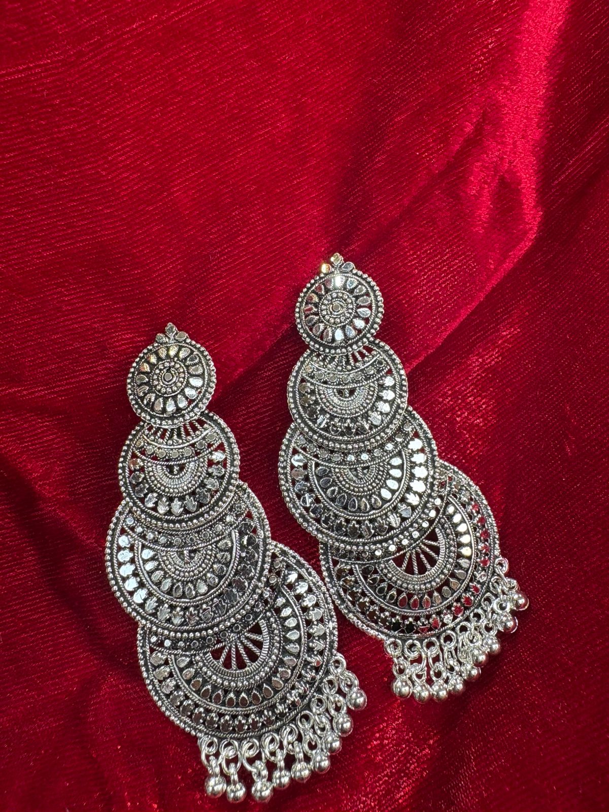 Round Shaped Oxidised Silver Jhumka