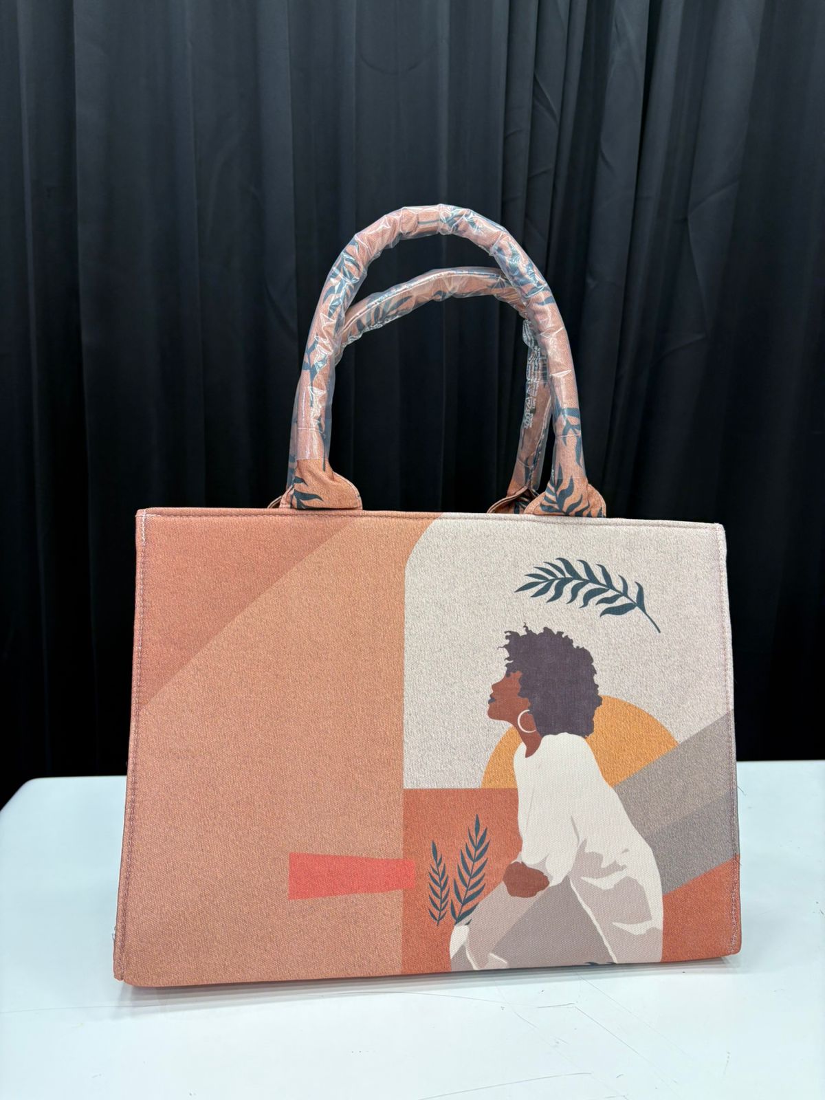 Rust Orange Figure print Customised Tote Bag