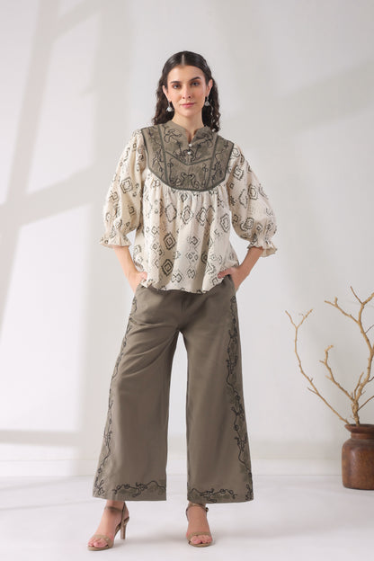 Bohemian Chic | Earthy Elegance | Embroidered Lounge Set 🌾✨
