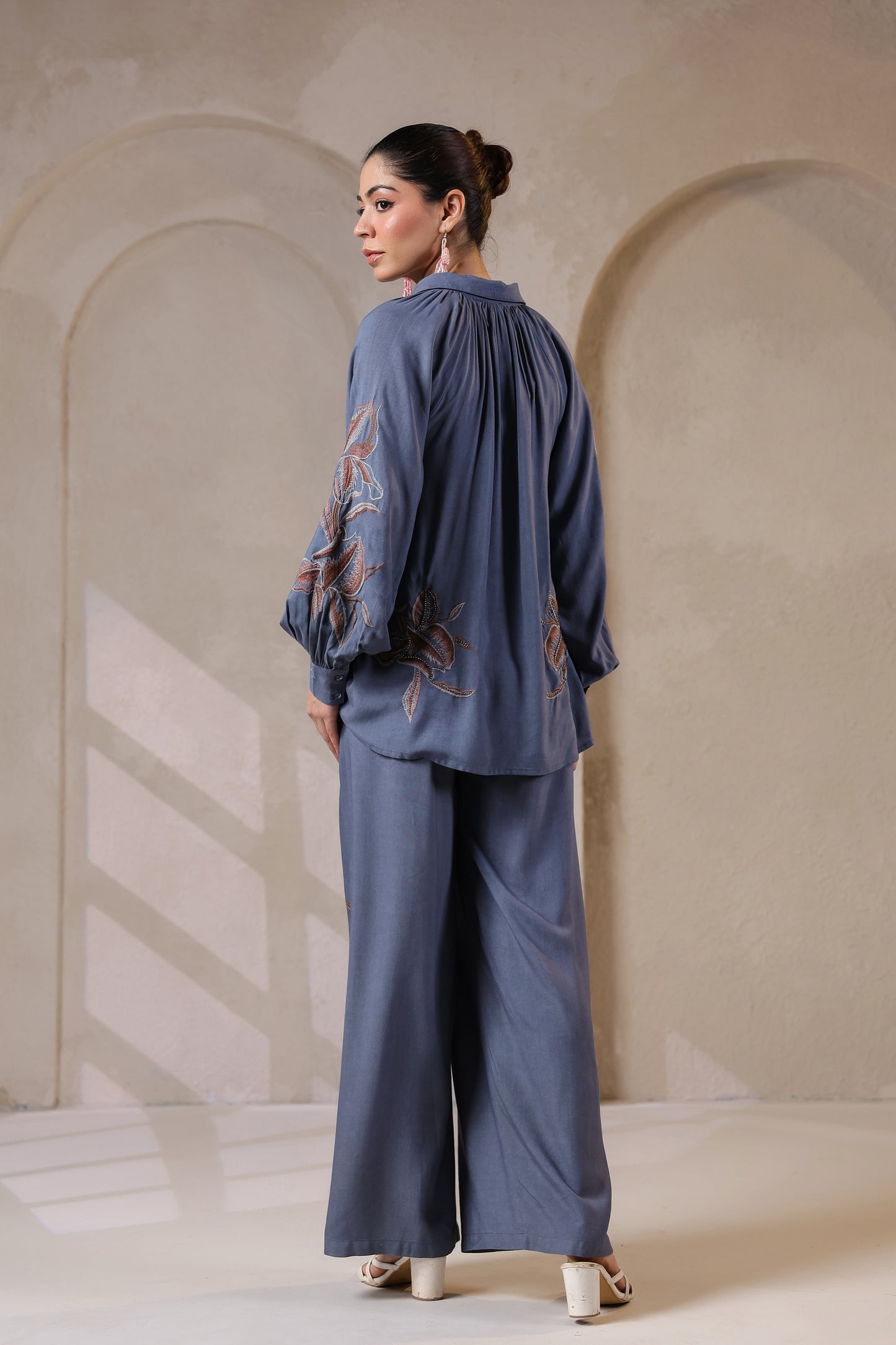 🩵 Elegant Blue Embroidered Co-Ord Set