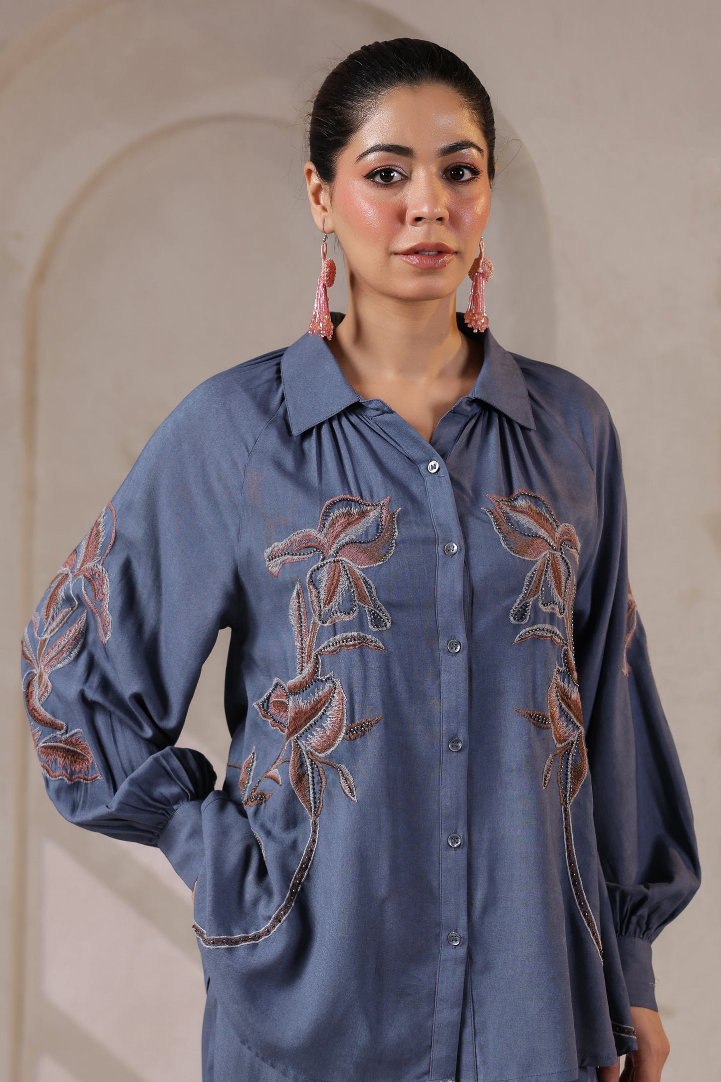 🩵 Elegant Blue Embroidered Co-Ord Set