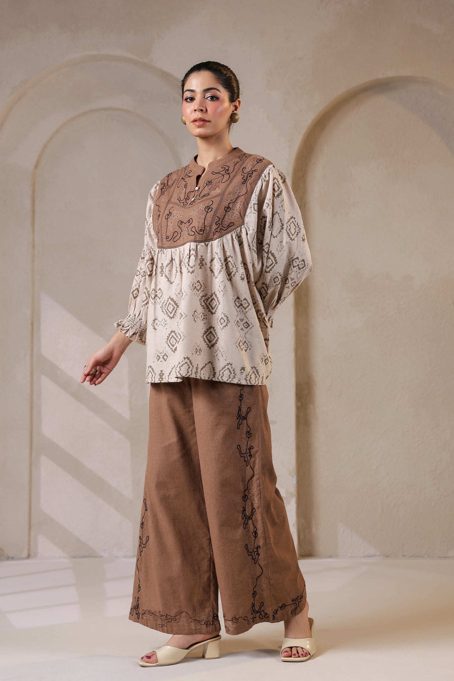Bohemian Chic | Earthy Elegance | Embroidered Lounge Set 🌾✨
