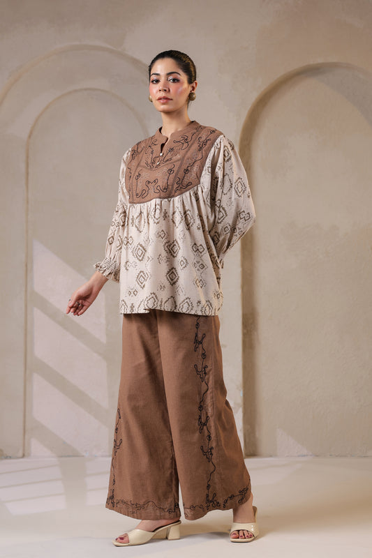 Bohemian Chic | Earthy Elegance | Embroidered Lounge Set 🌾✨