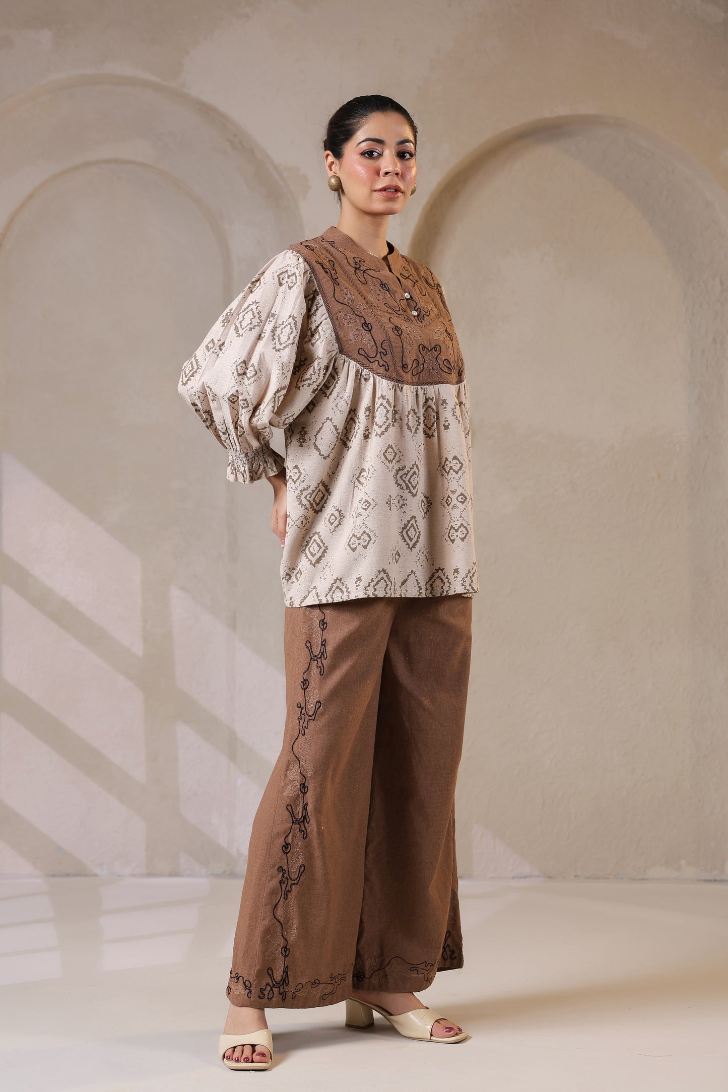 Bohemian Chic | Earthy Elegance | Embroidered Lounge Set 🌾✨