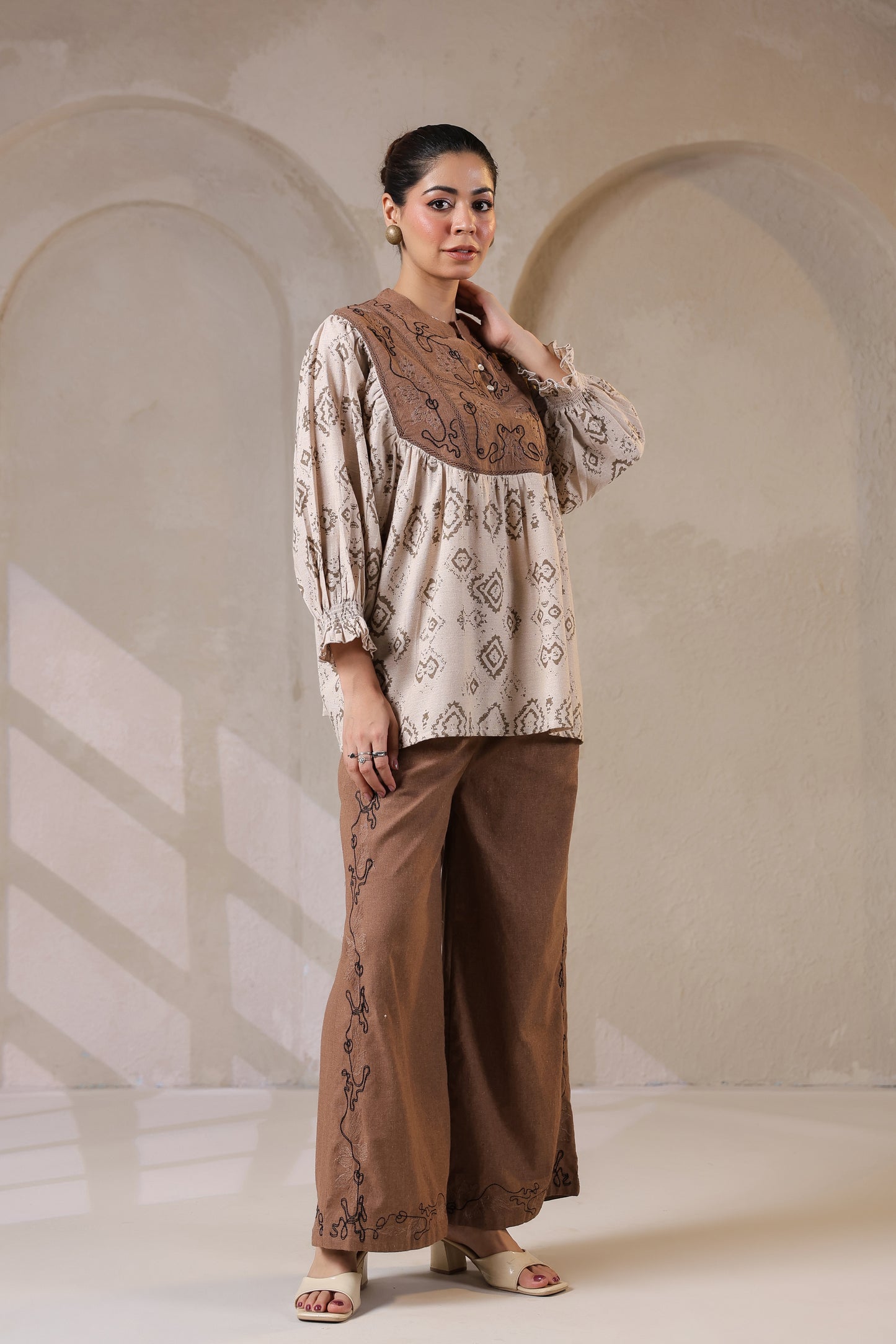 Bohemian Chic | Earthy Elegance | Embroidered Lounge Set 🌾✨