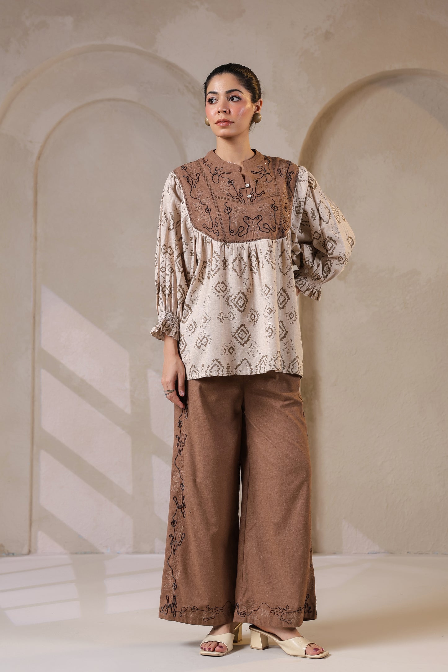Bohemian Chic | Earthy Elegance | Embroidered Lounge Set 🌾✨