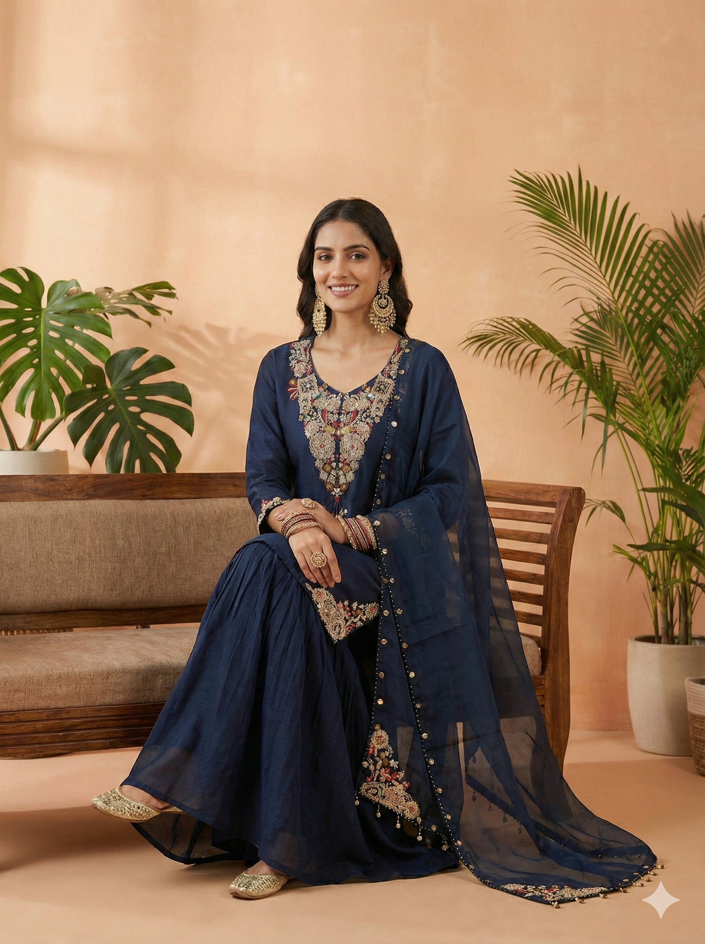 Ermeline Embroidered Kurta and Sharara with Dupatta Set