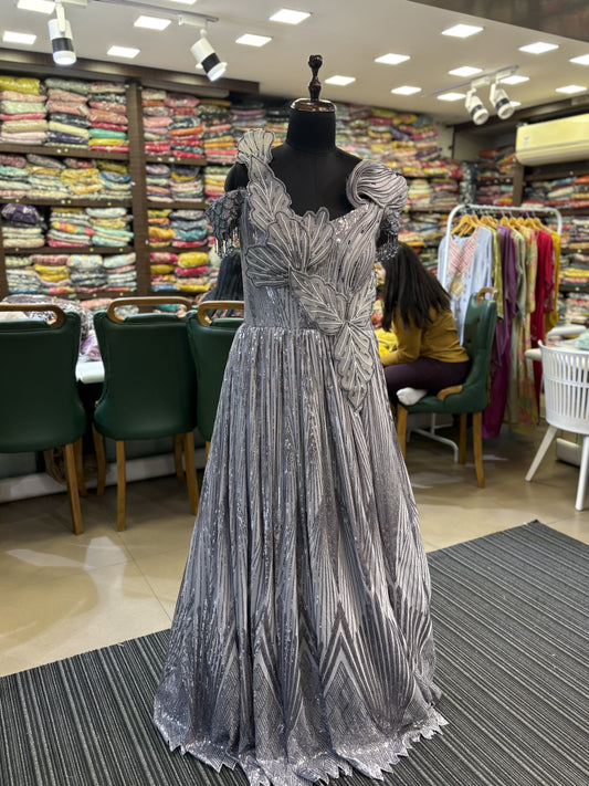 Sparkly Western Sequin Ball Gown - Stunning Grey Frill Gown