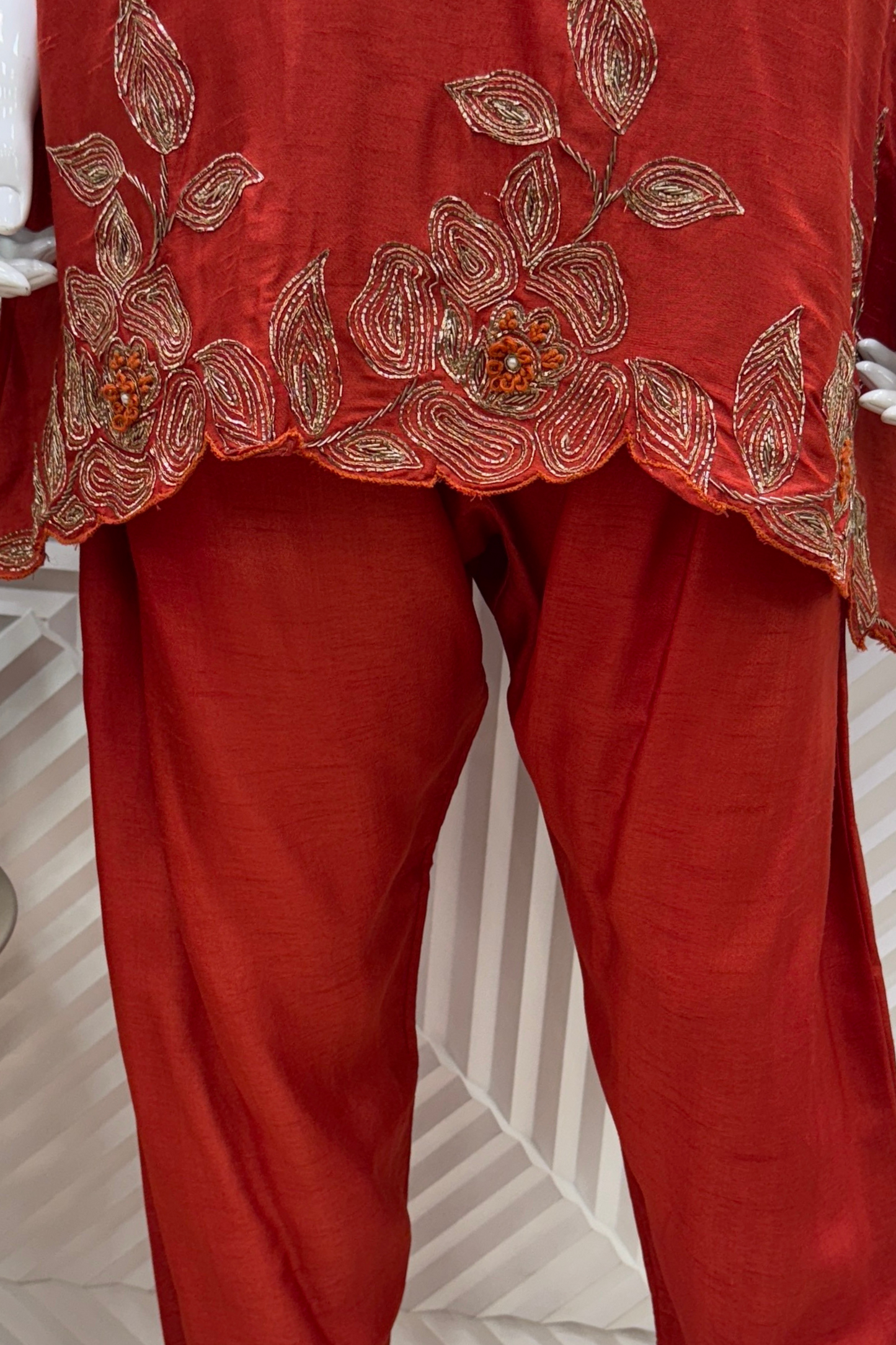 ✨ Elegant Maroon Kurti Pant Set | Embroidered Detailing | Festive & Casual Wea