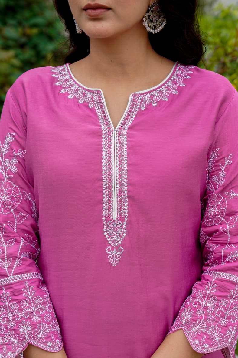 Pink Embroidered Kurta Set | Festive & Casual Outfit | Stylish Indian Ethnic Wear
