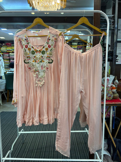 Pretty Mix Flower Embroidered Fit-Flared Co-ords Set