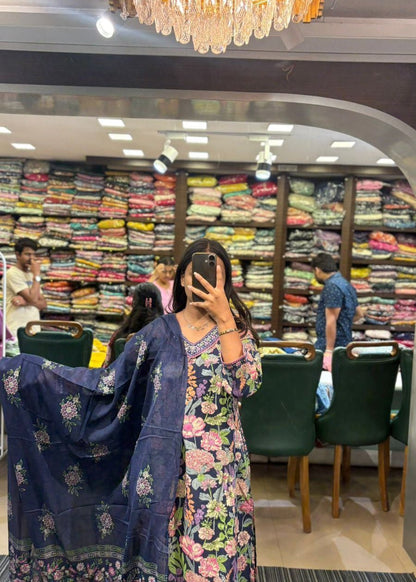 Beautiful Multi Color Floral Printed Purple Suit Set - Anusheet Fashion