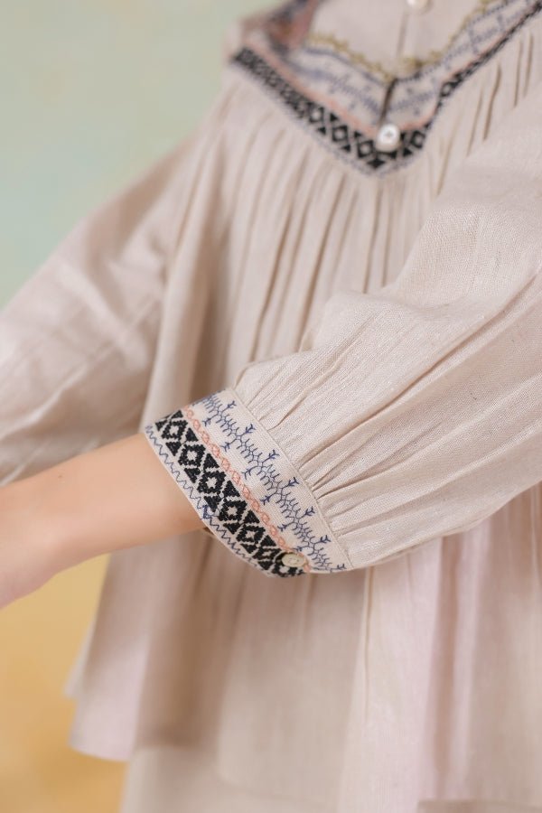 Beige Embroidered Co - ord Set Relaxed Fit, Chic & Comfortable - Anusheet Fashion
