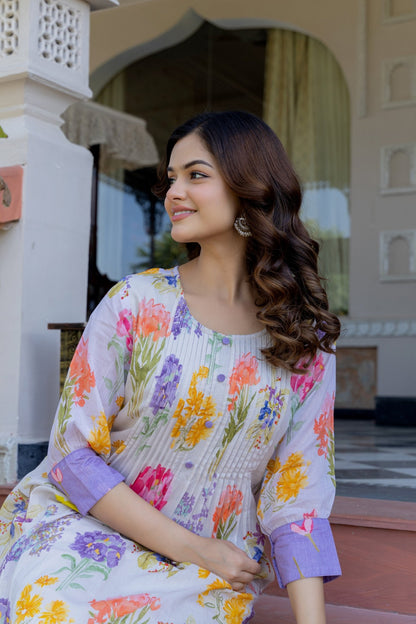 Bloom in Grace Floral Kurta Set 🌸 - Anusheet Fashion