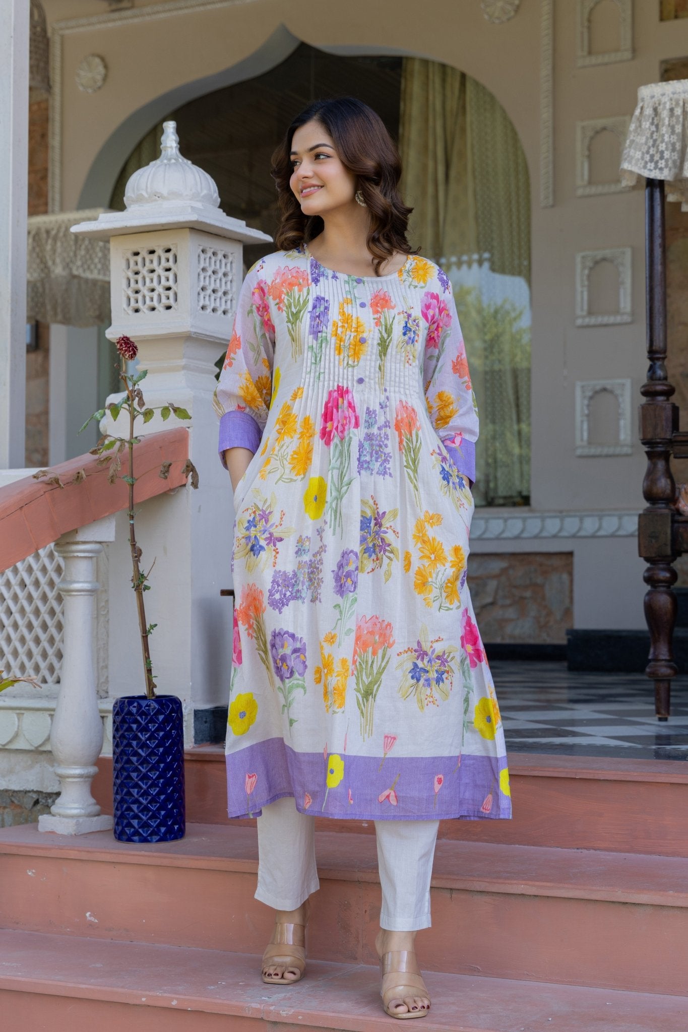 Bloom in Grace Floral Kurta Set 🌸 - Anusheet Fashion