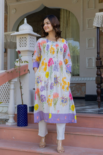 Bloom in Grace Floral Kurta Set 🌸 - Anusheet Fashion