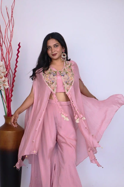 Blush Pink Indo - Western Ensemble Embroidered Elegance for Every Occasion ✨ - Anusheet Fashion